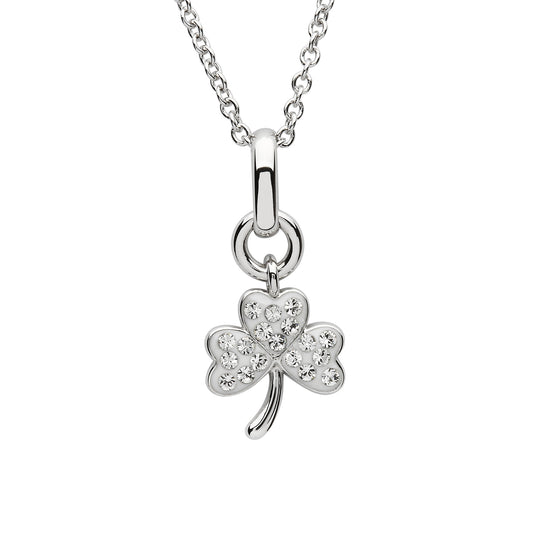 Silver Crystal Set Shamrock Necklace
