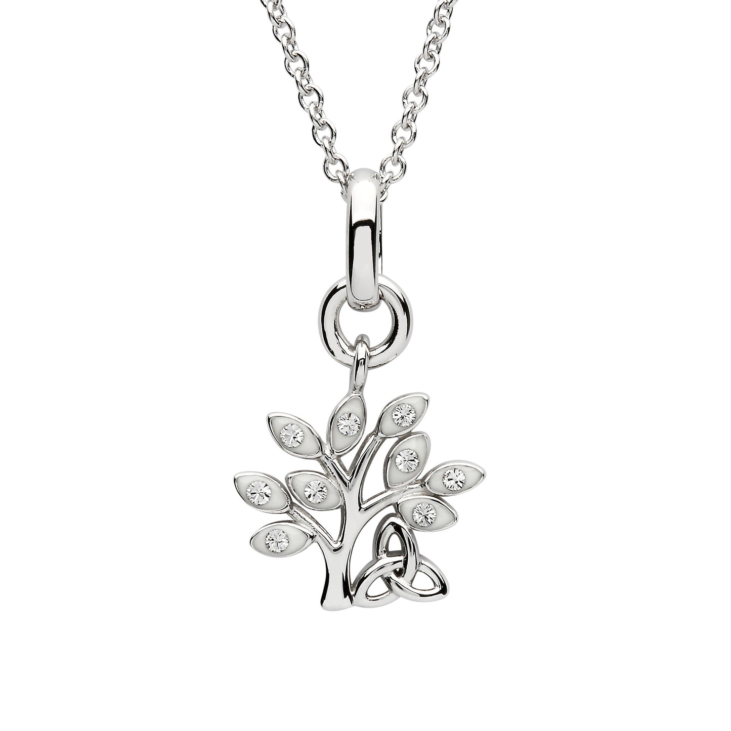 Silver Crystal Set Tree Of Life Necklace