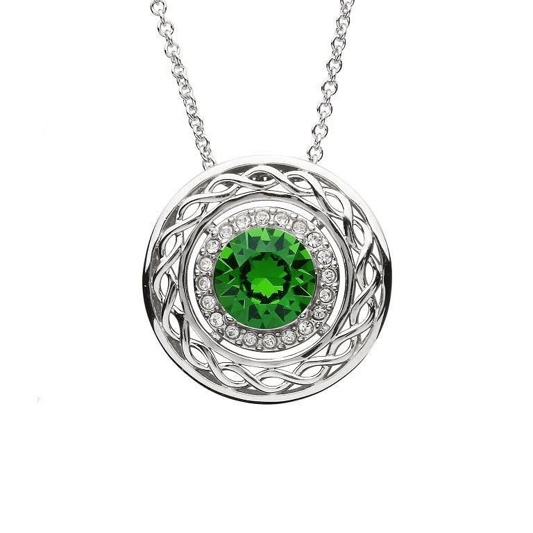 Sterling Silver Celtic Halo Pendant Adorned With Crystals