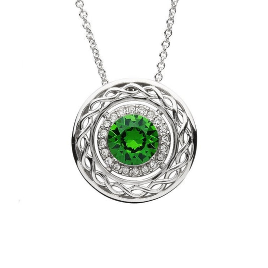 Sterling Silver Celtic Halo Pendant Adorned With Crystals