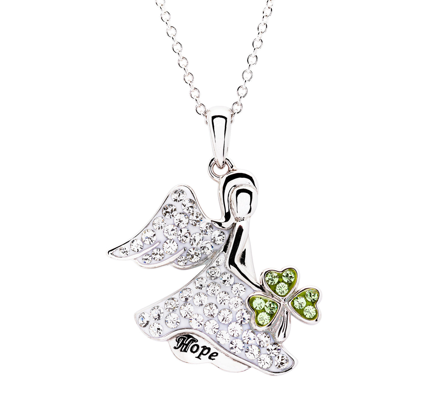 Hope Angel Shamrock Necklace