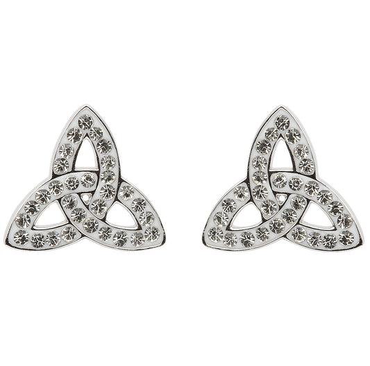 Trinity Knot Stud Earrings Adorned With Crystals