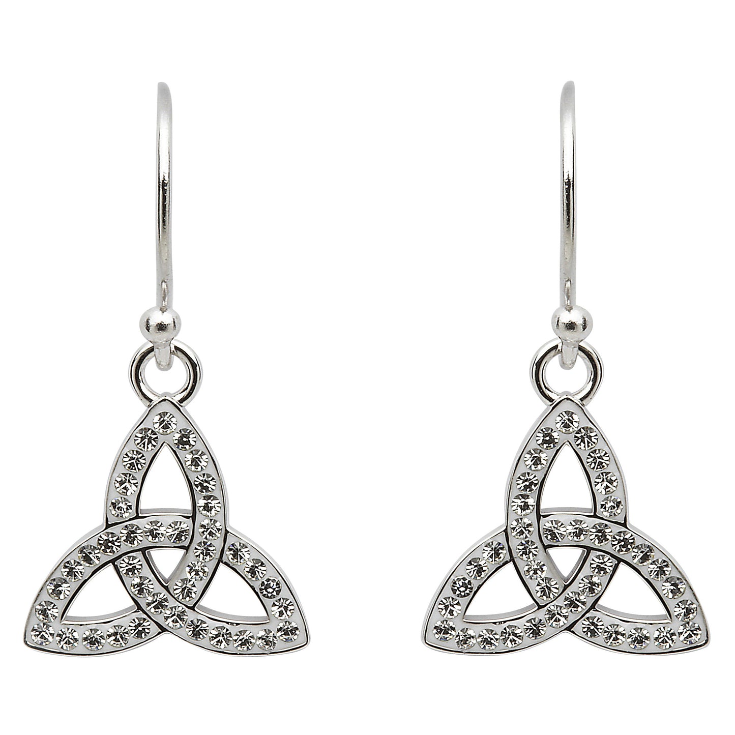 Trinity Knot Drop Earrings Adorned With Crystals