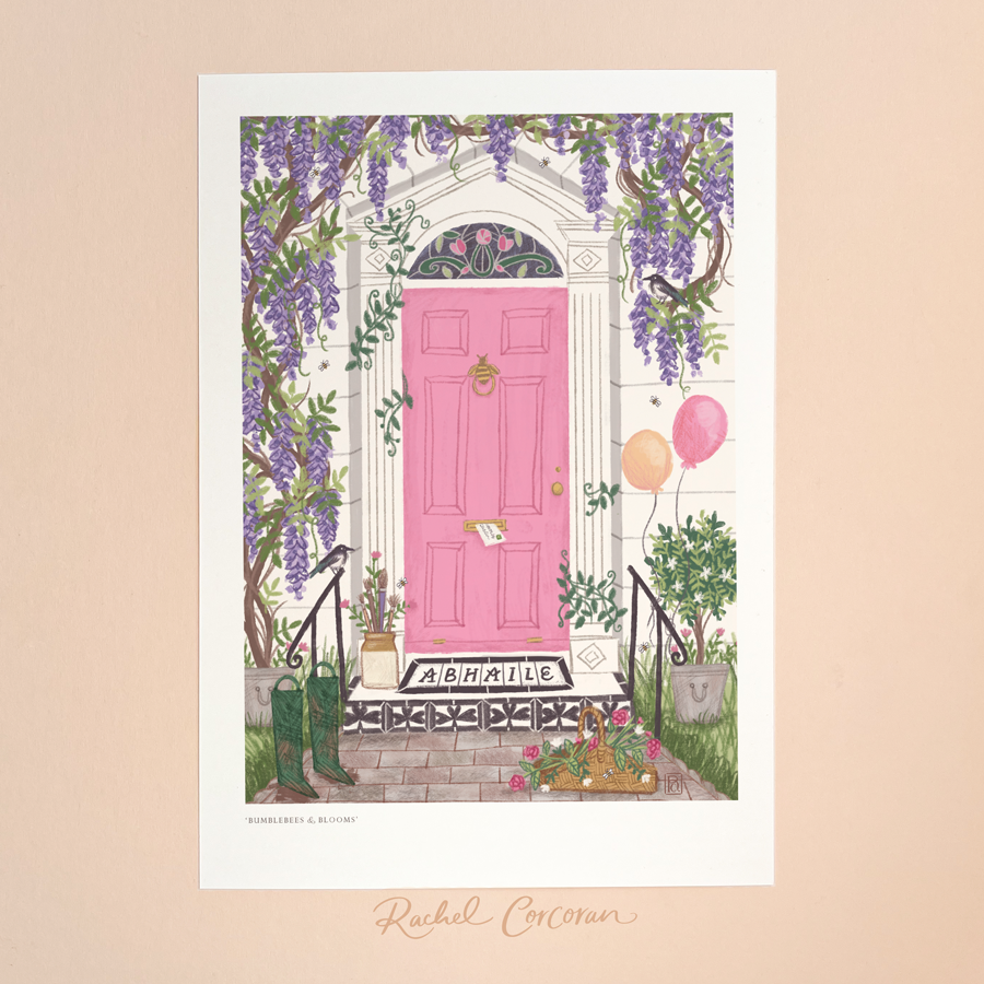 Bumblebees & Blooms Dublin Doors Print