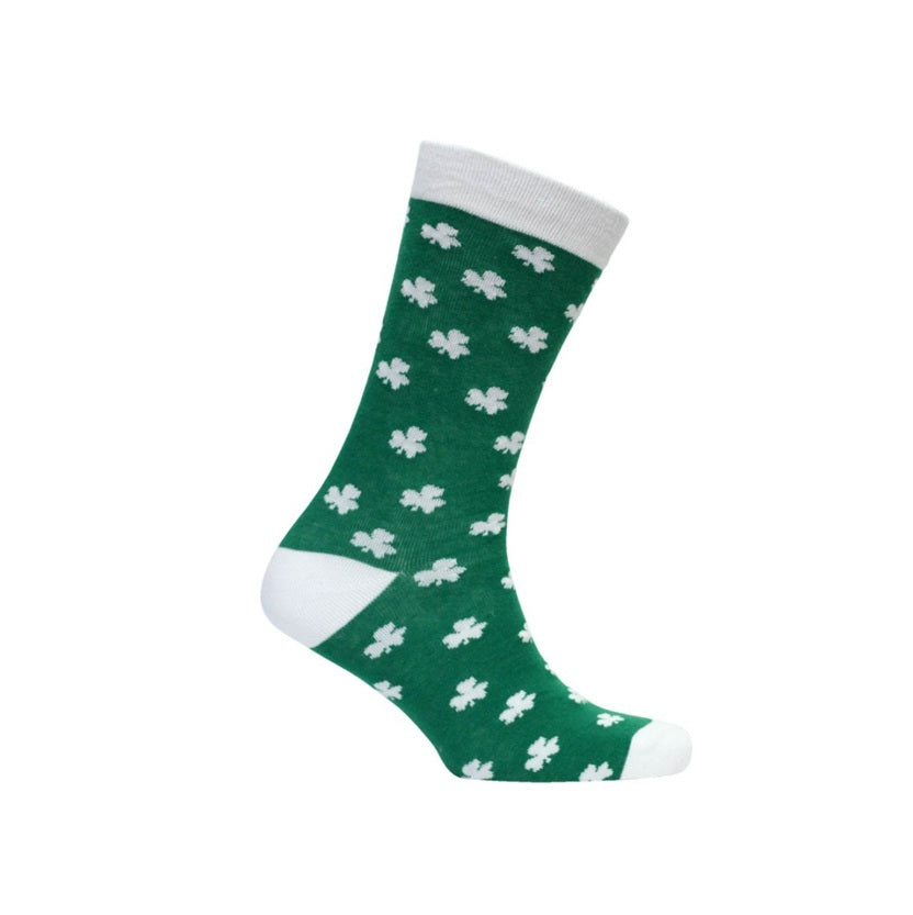 Green White Shamrock Socks