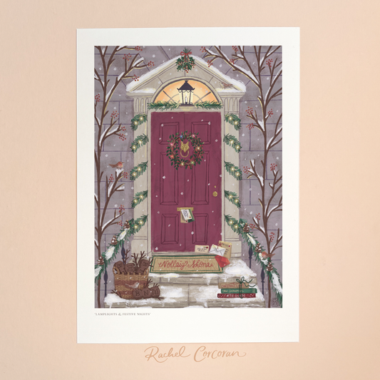 Lamplight & Festive Nights Dublin Doors Print