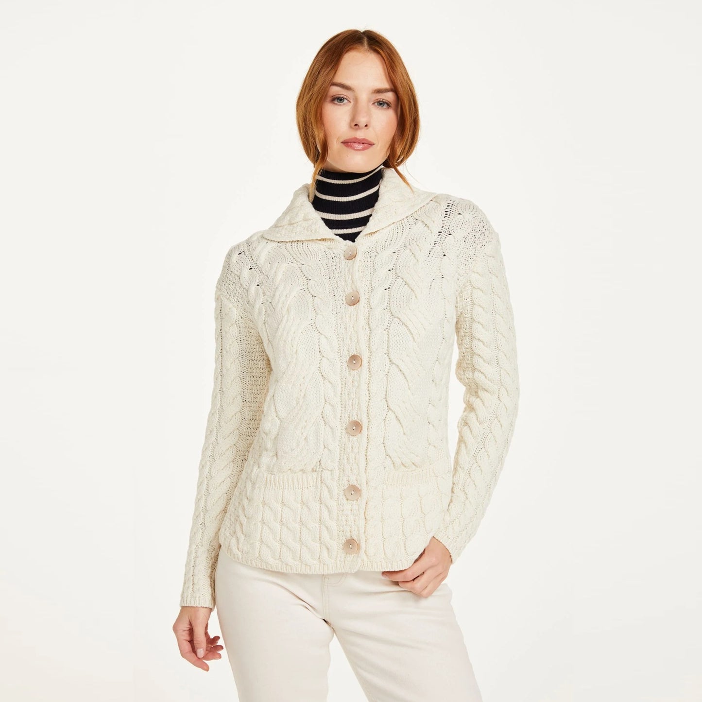 Ladies Aran Cardigan - Natural