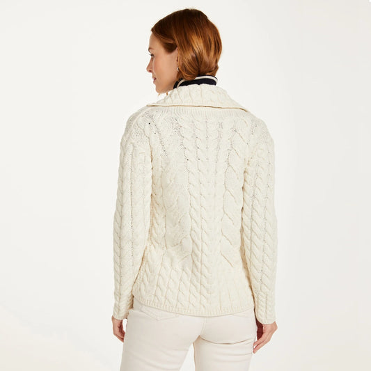 Ladies Aran Cardigan - Natural