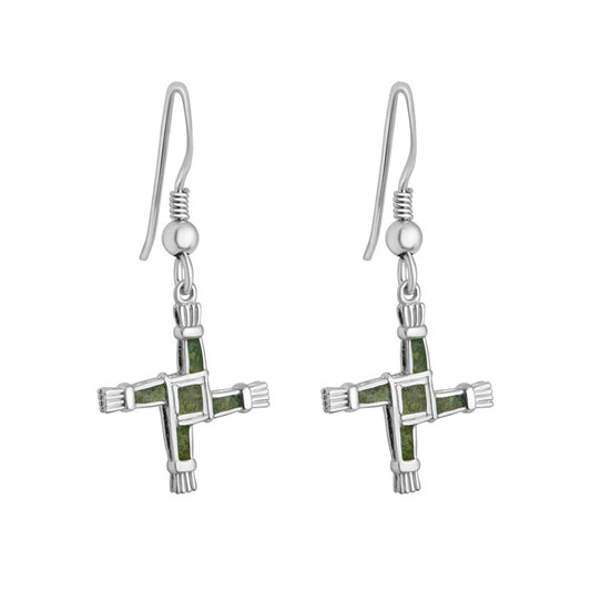 Silver Connemara St. Brigid's Cross Earrings