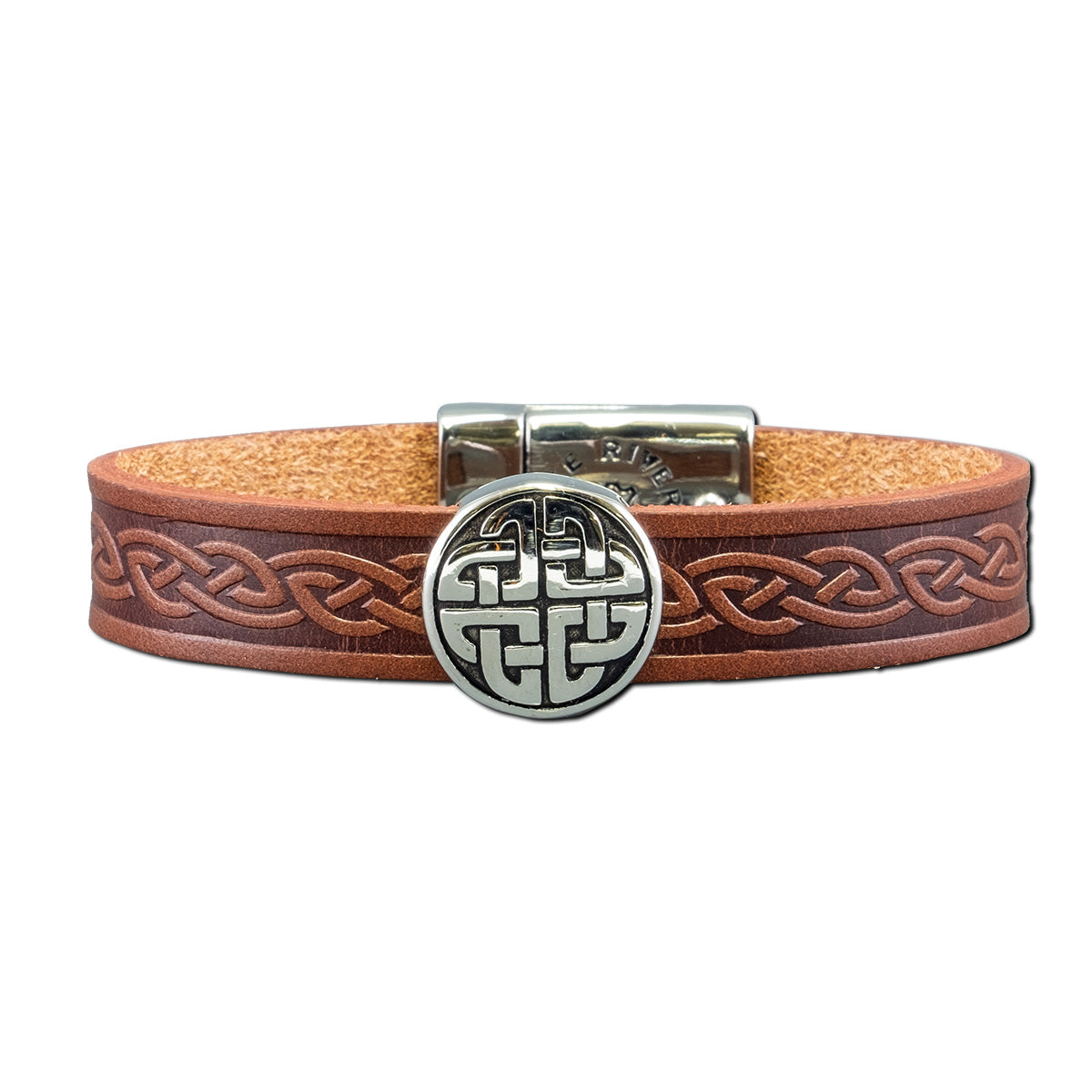 Knot Leather Cuff Bracelet - Brown