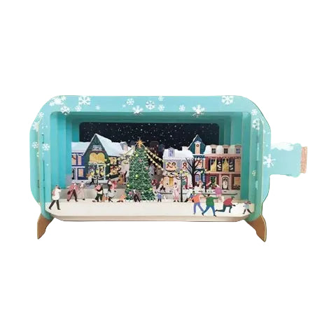 Christmas Village In A Bottle Pop Up Card