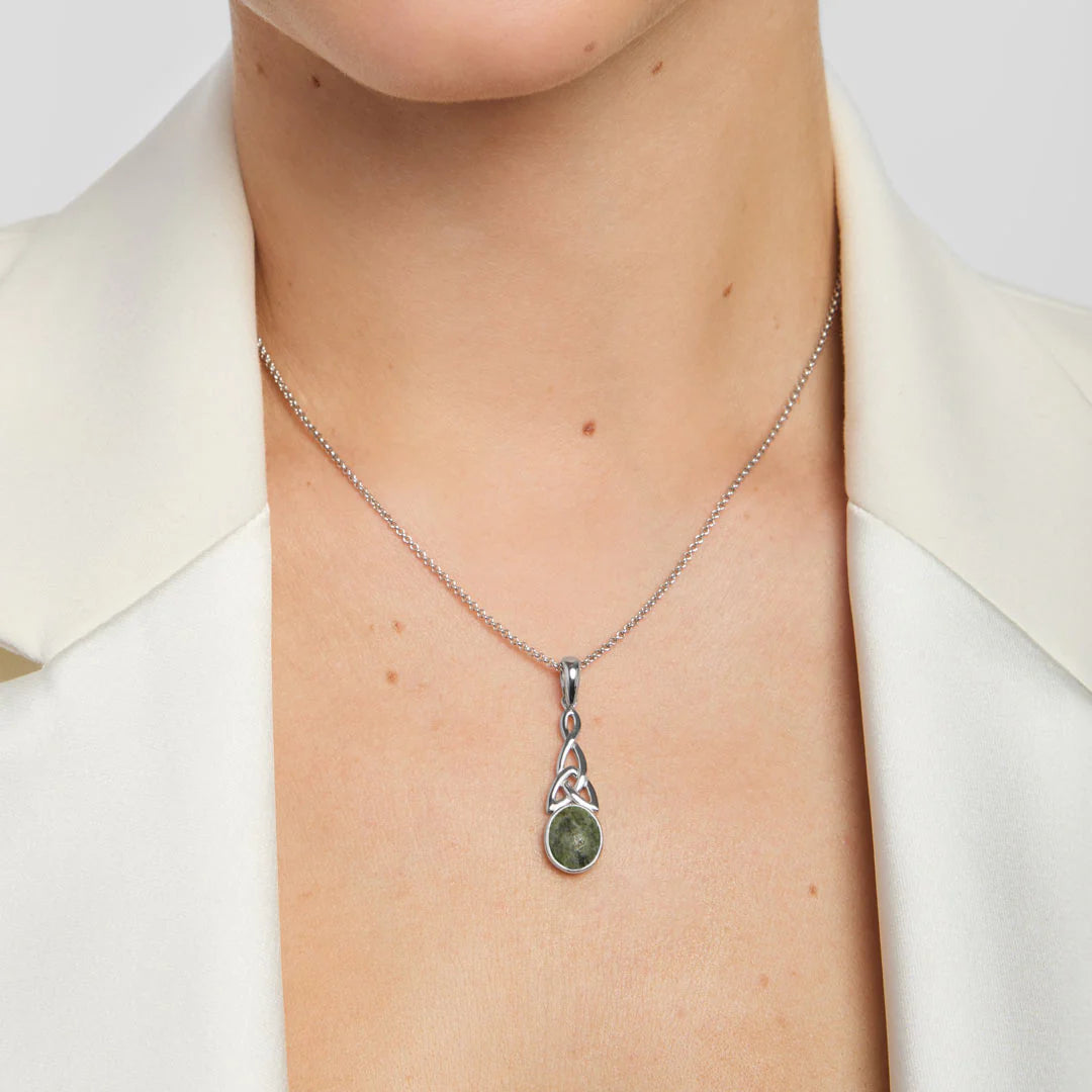 Silver Connemara Long Trinity Knot Necklace