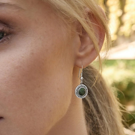 Silver Round Connemara Celtic Earrings