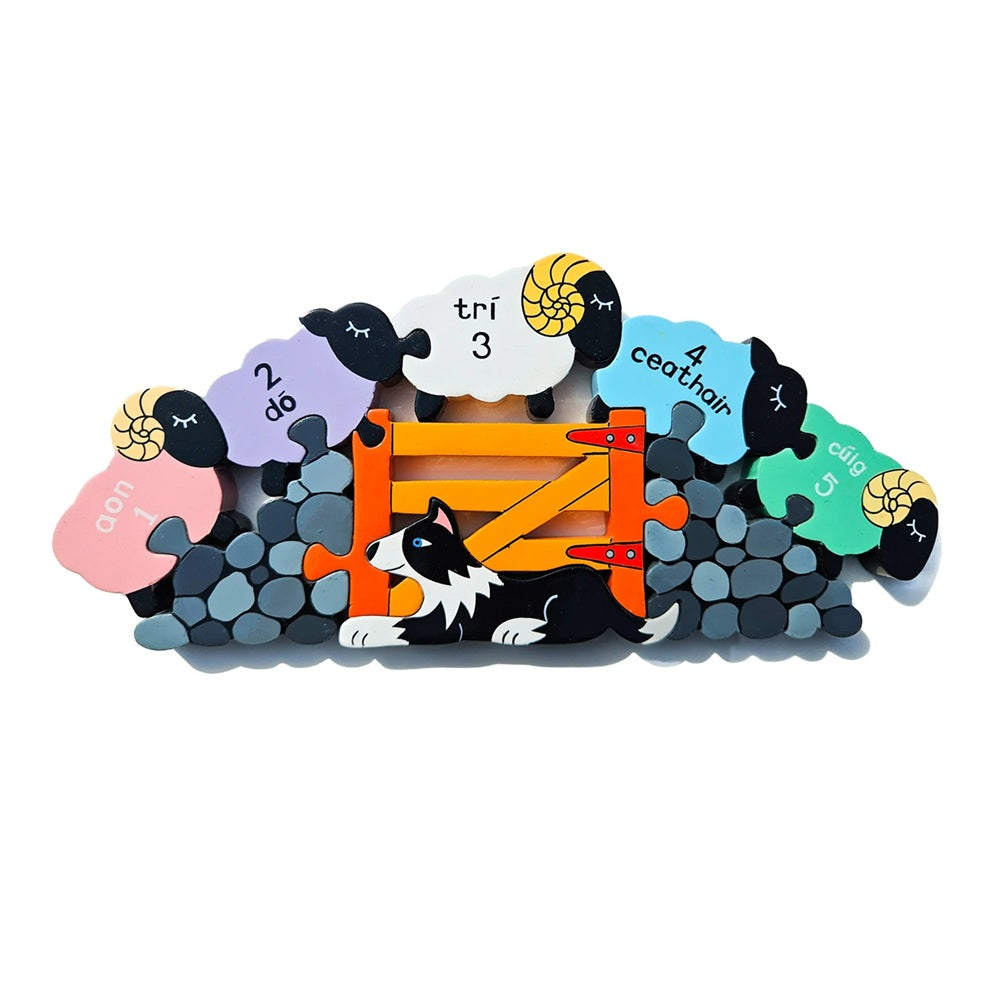 Counting Sheep As Gaeilge Wooden Jigsaw Puzzle