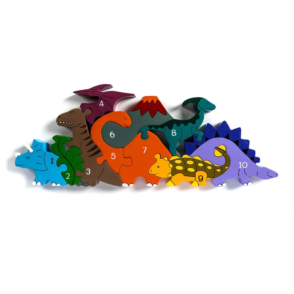 Number Dino Scene Wooden Jigsaw Puzzle