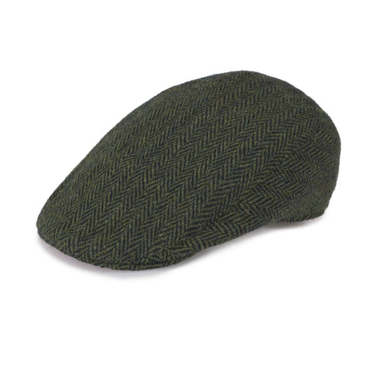 Irish Touring Cap - Green Black Harris Tweed