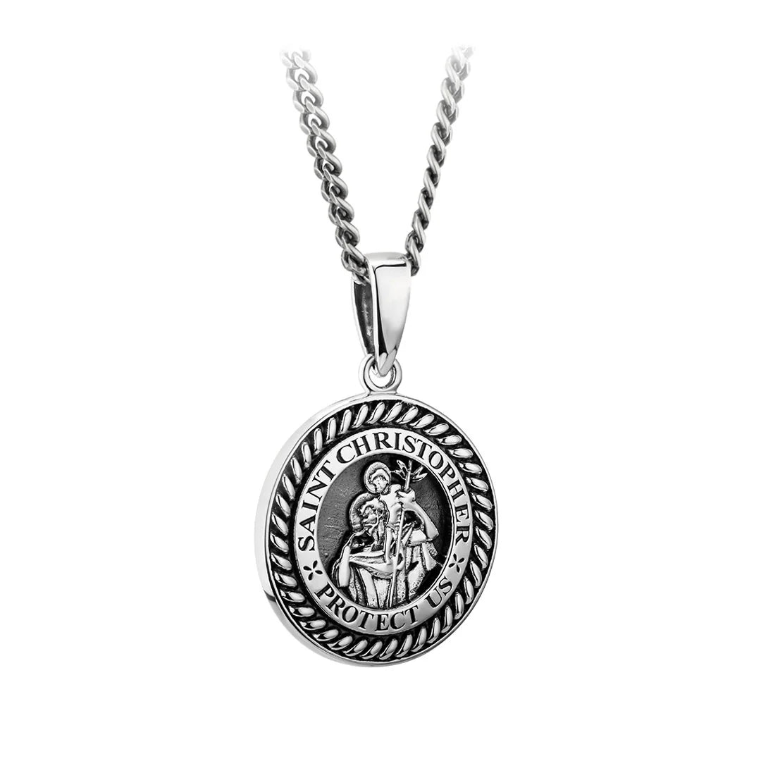 Heavy St. Christopher Medal Sterling Silver Pendant