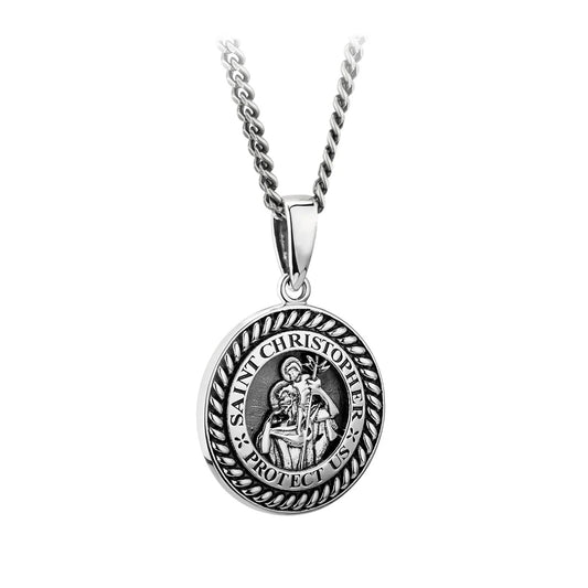 Heavy St. Christopher Medal Sterling Silver Pendant