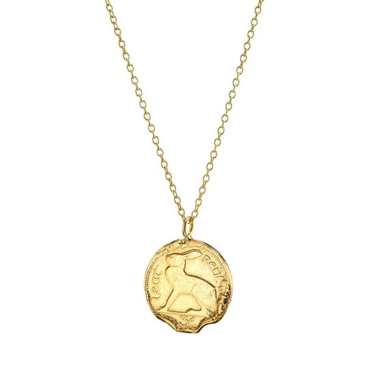 Irish 3-Pence Coin Necklace - Gold Vermeil