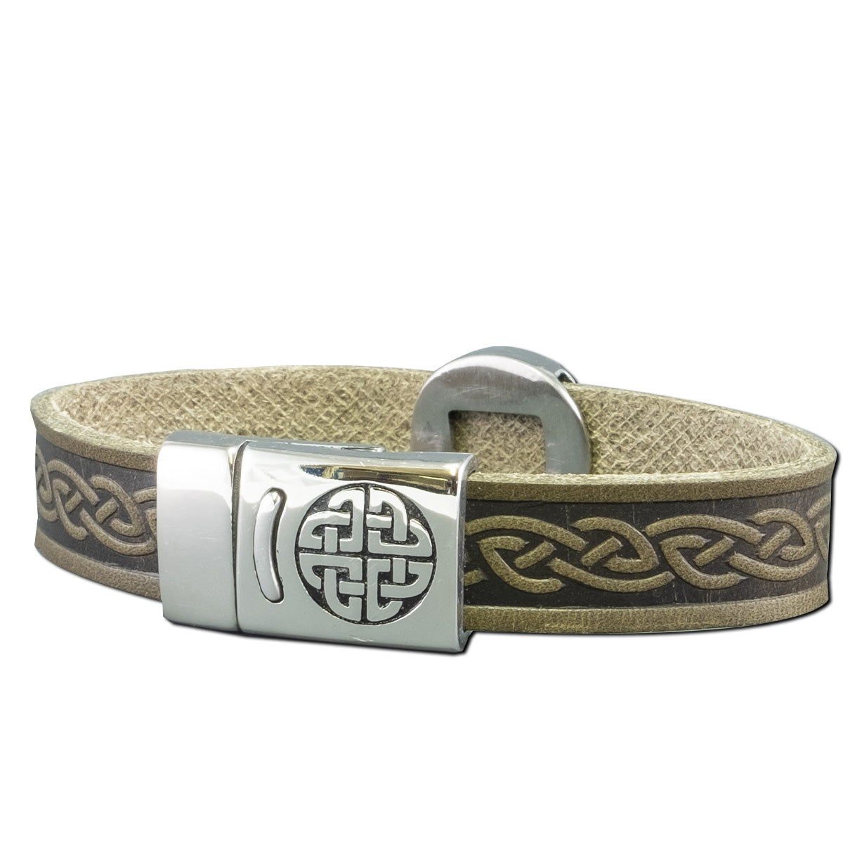 Knot Leather Cuff Bracelet - Green