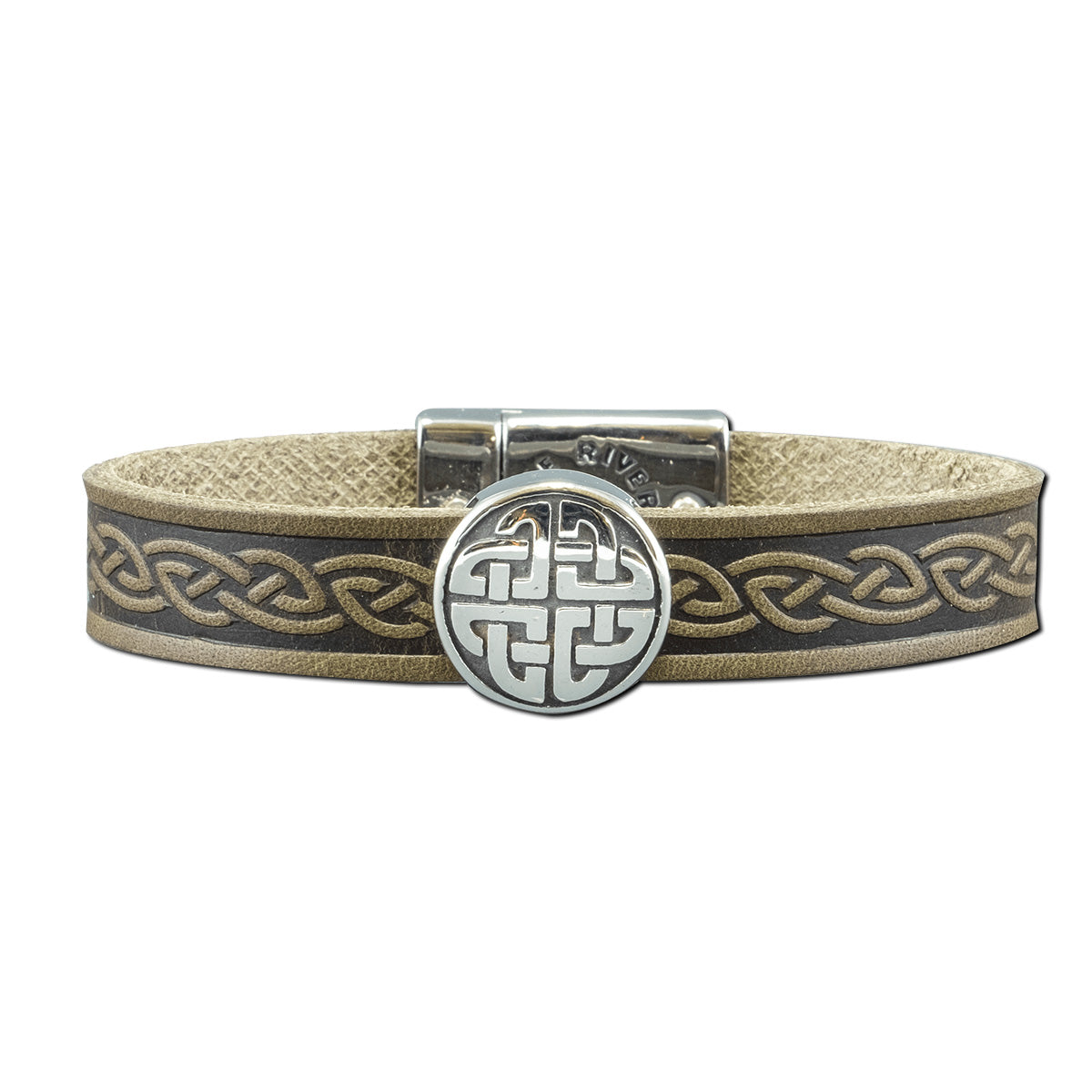 Knot Leather Cuff Bracelet - Green