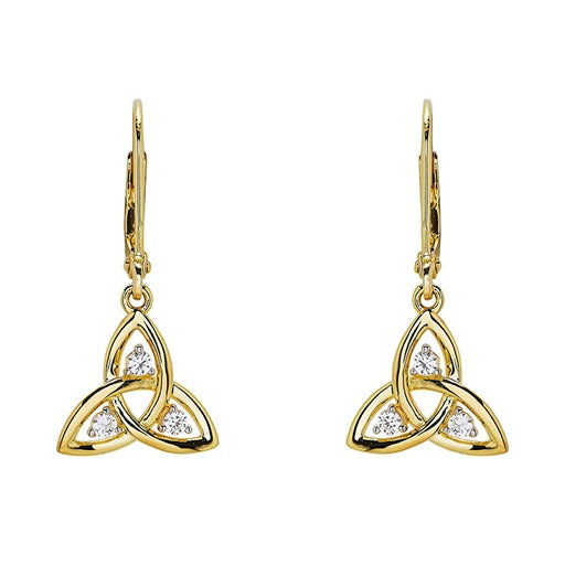 Trinity Knot Drop Earrings - Gold Vermeil & White Sapphire