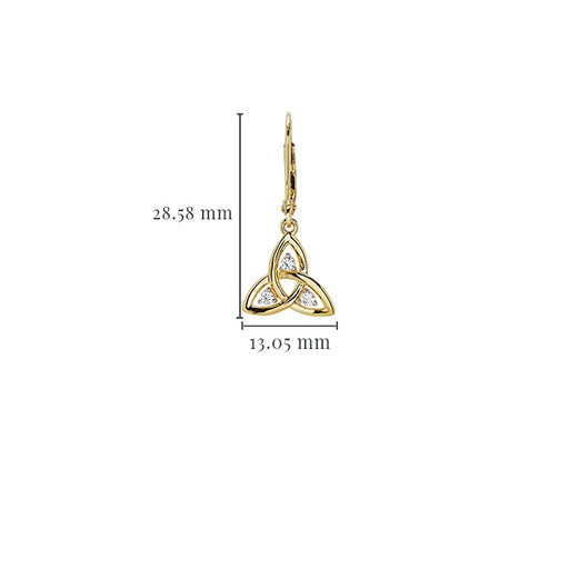 Trinity Knot Drop Earrings - Gold Vermeil & White Sapphire