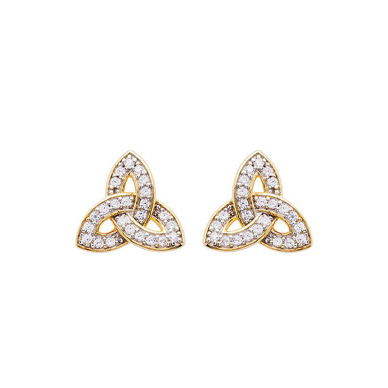 Trinity Knot Stud Earrings - Gold Vermeil & CZ