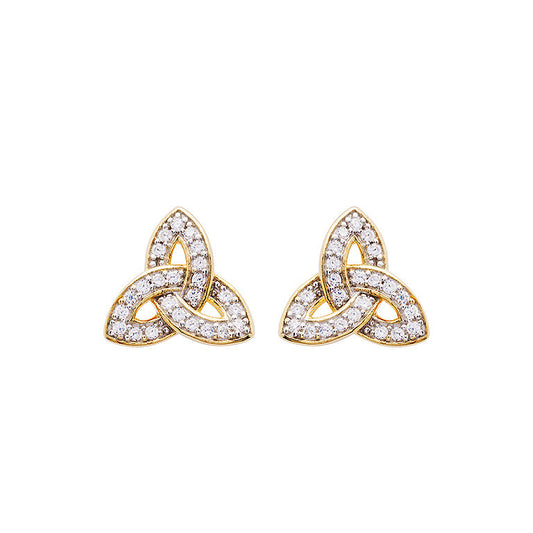 Trinity Knot Stud Earrings - Gold Vermeil & CZ