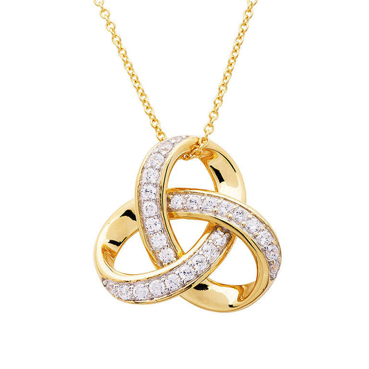 Large Rounded Trinity Knot Necklace - Gold Vermeil & CZ