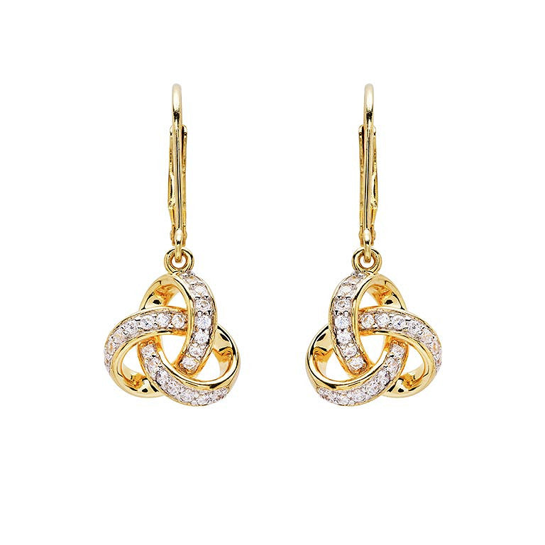 Rounded Trinity Knot Drop Earrings - Gold Vermeil & CZ