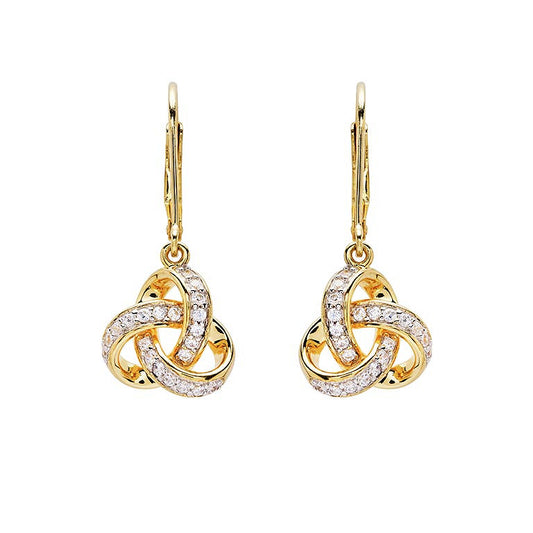 Rounded Trinity Knot Drop Earrings - Gold Vermeil & CZ