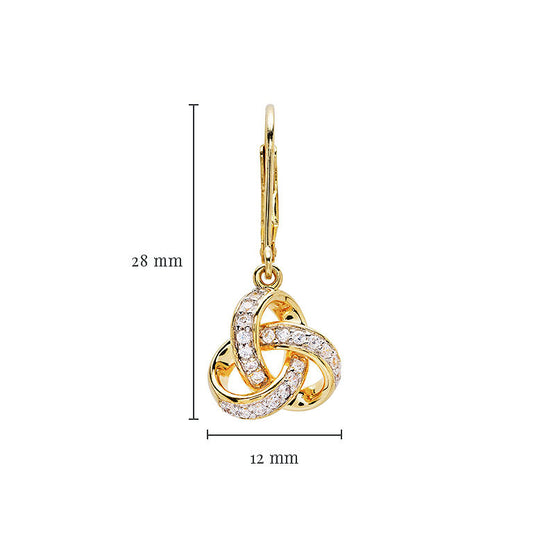 Rounded Trinity Knot Drop Earrings - Gold Vermeil & CZ