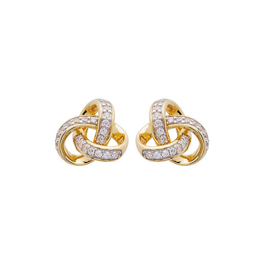 Rounded Trinity Knot Stud Earrings - Gold Vermeil & CZ