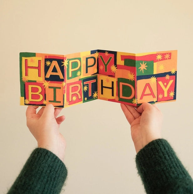Happy Birthday Concertina Greeting Card