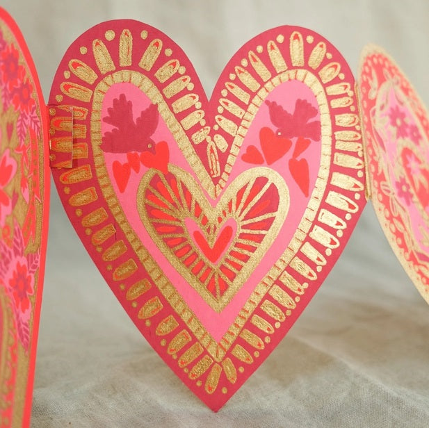 Valentine Hearts Concertina Garland