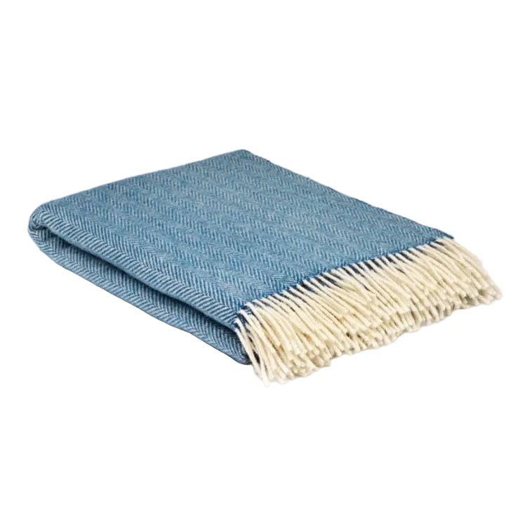 Heritage Irish Throw - Herringbone Blue Sky