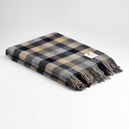 Irish Home Throw - Navy & Mustard Block