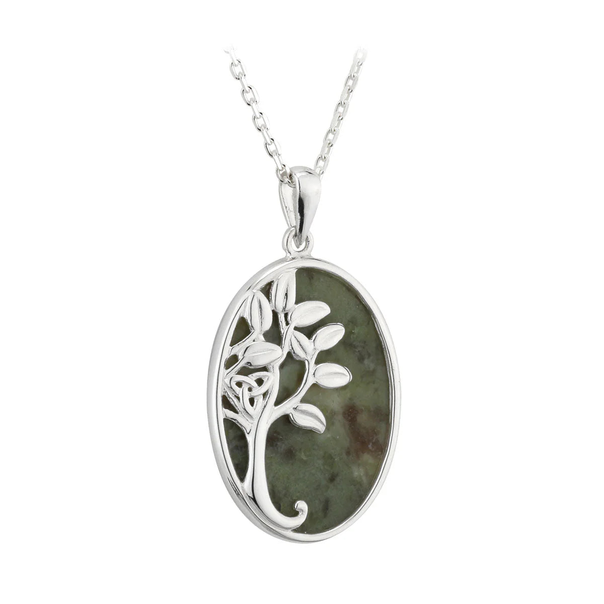 Oval Sterling Silver Connemara Tree of Life Necklace