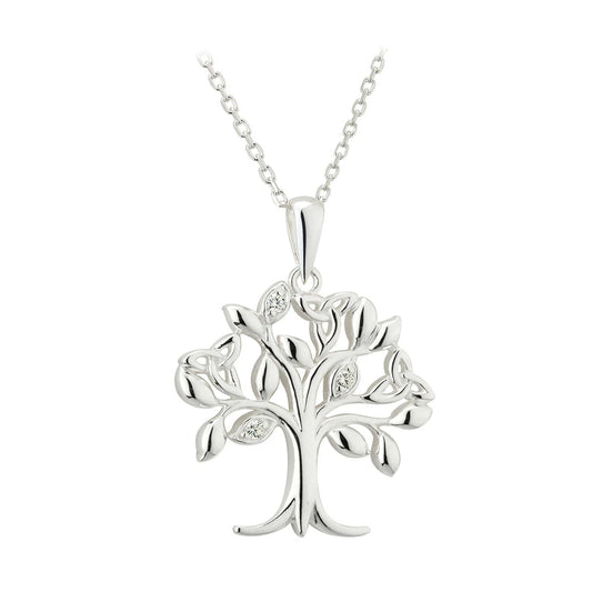 Sterling Silver Crystal Tree Of Life Necklace