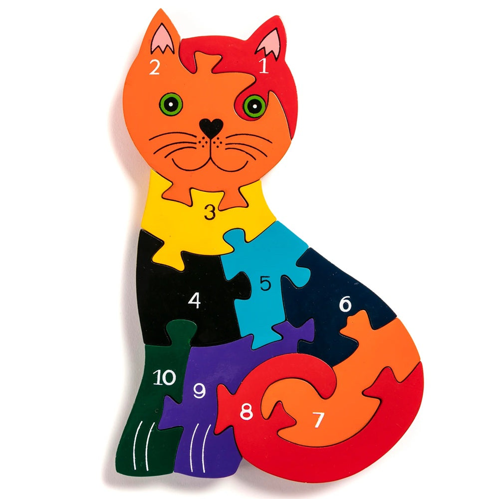 Number Cat Wooden Jigsaw Puzzle