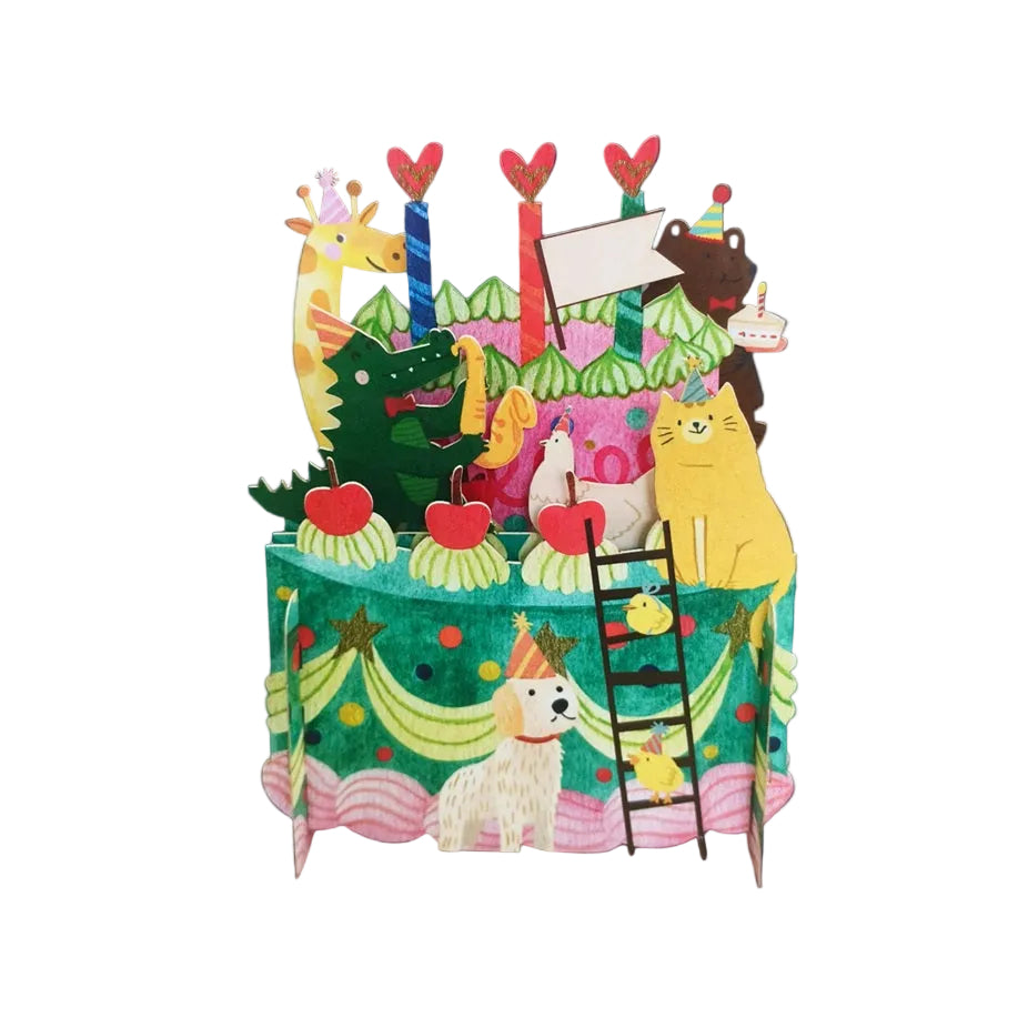 Animal Birthday Cake Pop Up Card