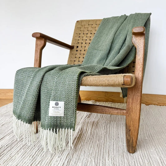 Irish Collection Wool Throw - Moss