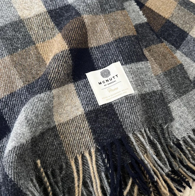 Irish Home Throw - Navy & Mustard Block