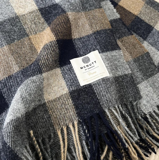 Irish Home Throw - Navy & Mustard Block