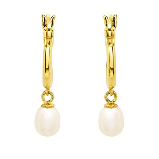 Gold Vermeil Pearl Hoop Earrings