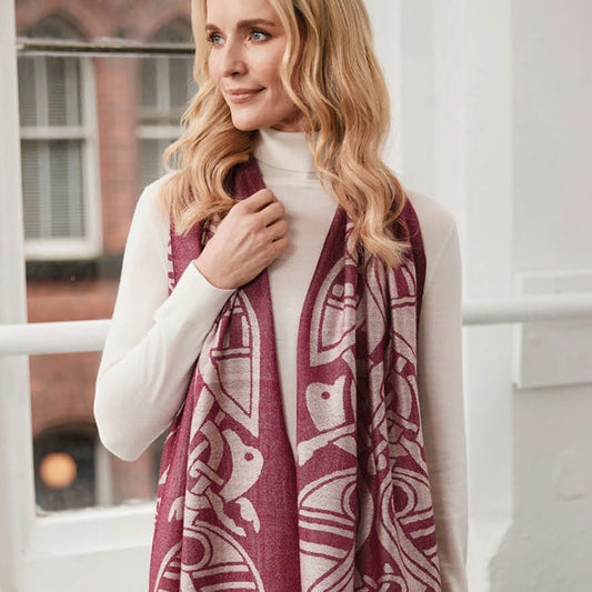 Celtic Wool Blend Scarf - Burgundy
