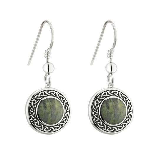 Silver Round Connemara Celtic Earrings