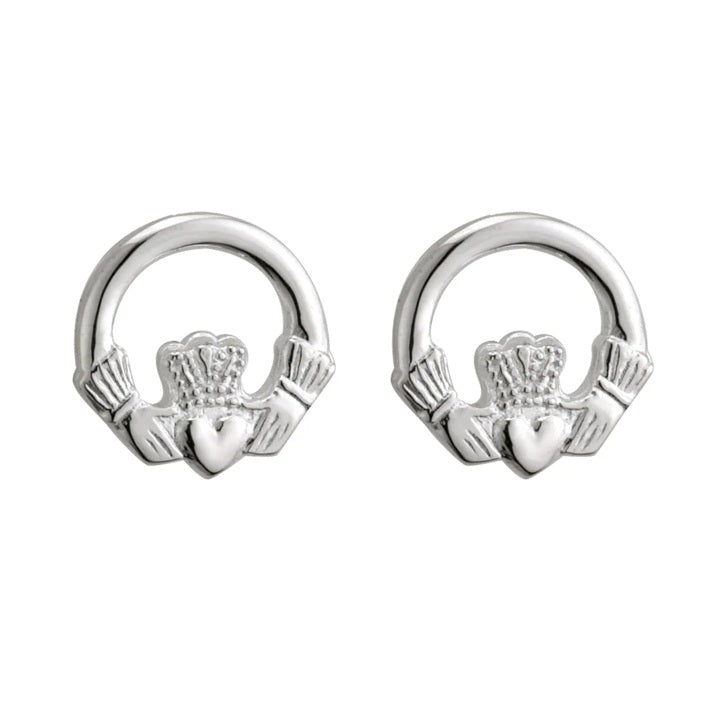 Sterling Silver Petite Claddagh Stud Earrings