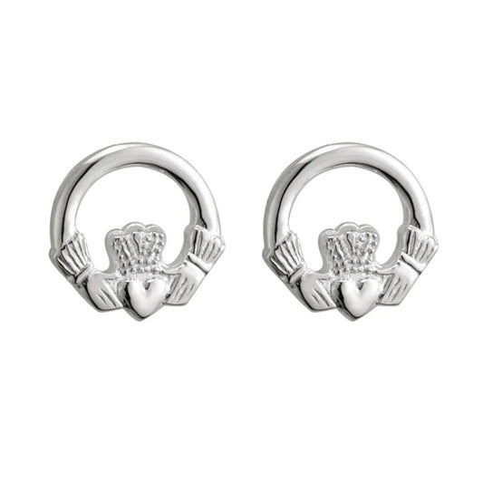 Sterling Silver Petite Claddagh Stud Earrings